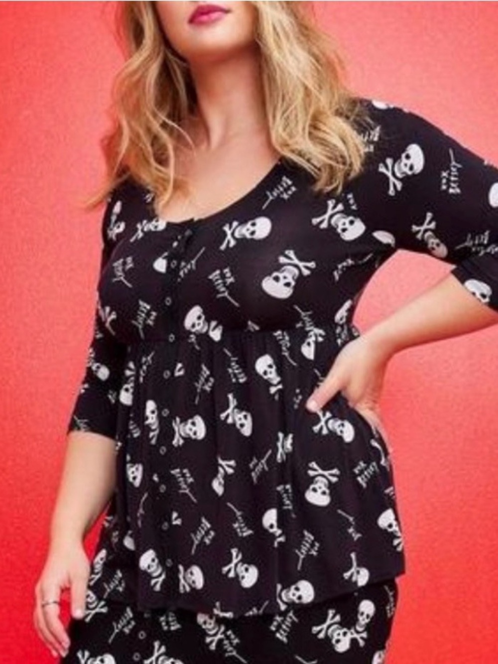 Torrid x Betsey Johnson Skull Babydoll Top Limited Edition Sz- 1